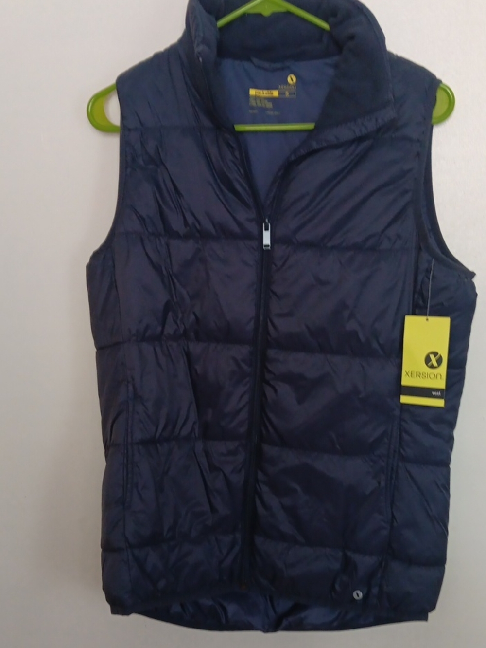 Xersion Navy Quilted Puffer Vest with Yellow Tag - Picture 1 of 2